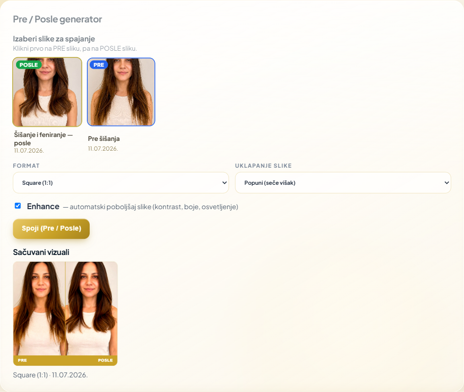 Pre / Posle vizual na klik